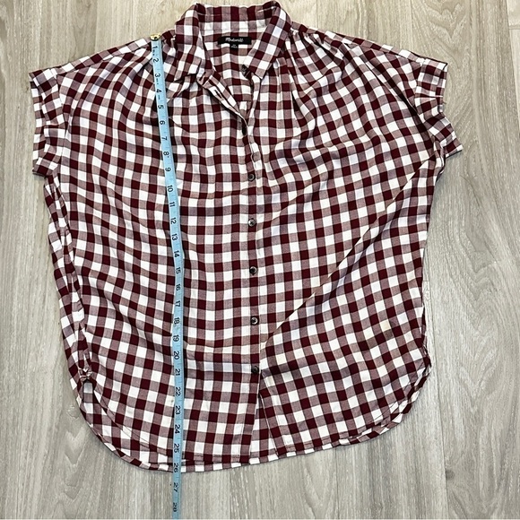 Madewell Gingham Plaid SS Popover Shirt XS Red - Picture 12 of 13